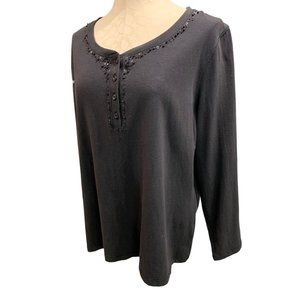 XL‎ Covington Sport Signature Fit Women's Black Beaded Pullover Top